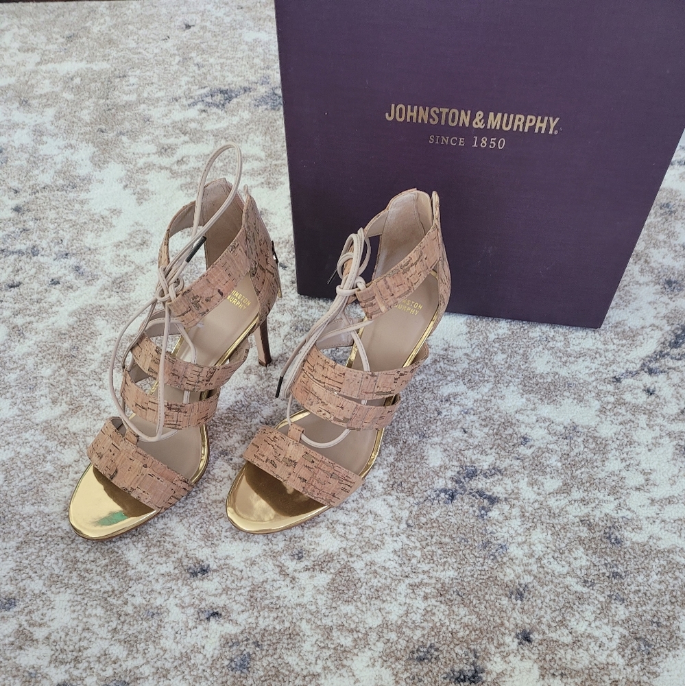 Johnson & Murphy Natural Cork Natasha Sandals High Heels